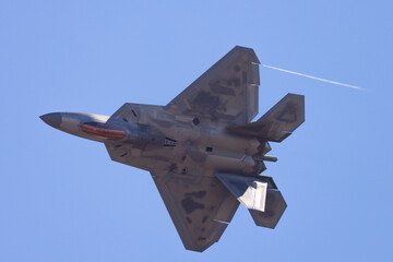 Very close view of a F-22 Raptor in a turn