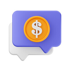 chat coin dollar bubble mail message 3d render icon