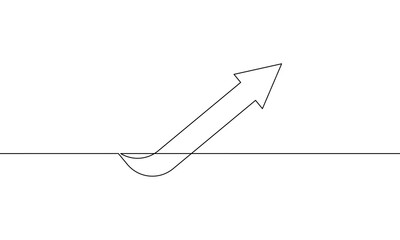 Continuous line drawing of arrow icon business, sign symbol, bar chart, growth graph, object one line, single line art, vector illustration