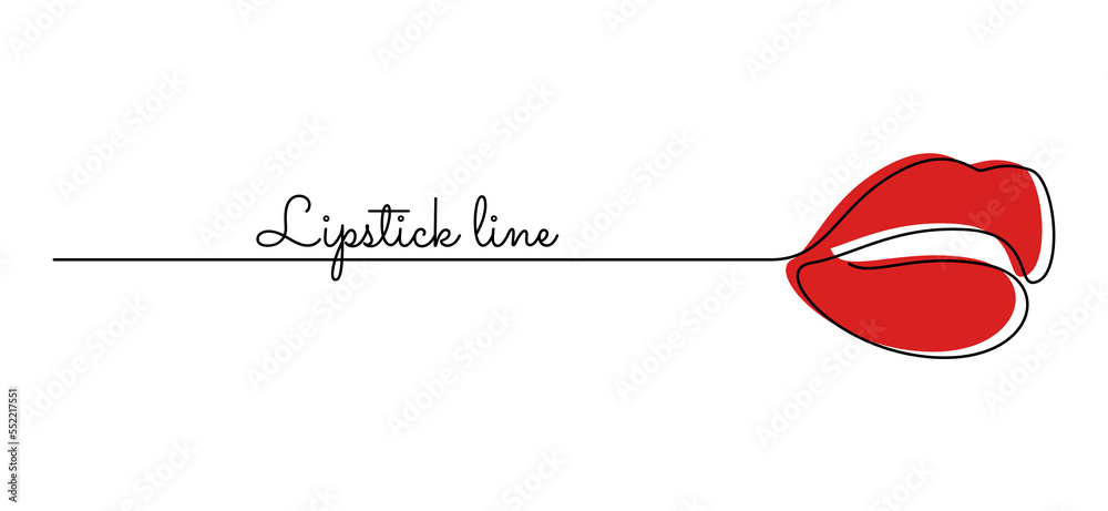 Aufkleber one continuous line drawing of mouth and lips. concept symbol of makeup red lipstick in simple linea