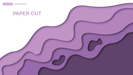 Paper cut background with wavy layers in magenta. Abstract design for brochure, flyer, magazine, business card, branding, banner, header, book cover, notebook vector background