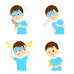 さまざまな症状の男性のセット