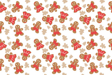 Christmas cookies on white background. Pattern for design
