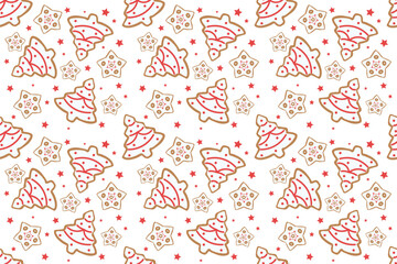 Christmas cookies on white background. Pattern for design