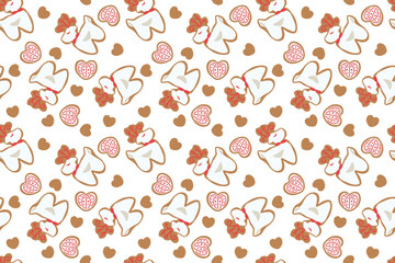 Christmas cookies on white background. Pattern for design