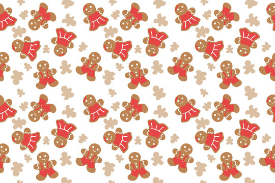 Christmas cookies on white background. Pattern for design