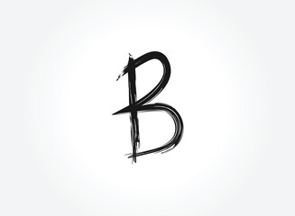 Outline monogram letter B brush stroke design Logo icon with artistic paint brush stroke logo icon illustration.