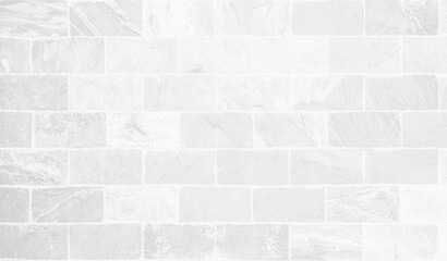 Fototapeta premium White grunge brick wall texture background for stone tile block painted in grey light color wallpaper modern interior.