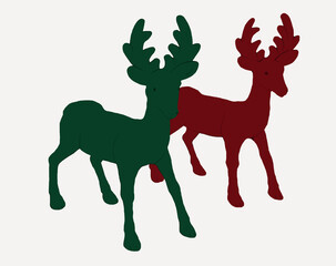 Outline of reindeers in red and green