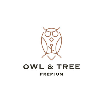 Abstract Tree, vibrant tree logo, owl tree logo design