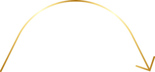 Thin Curved Gold Arrow Design Element