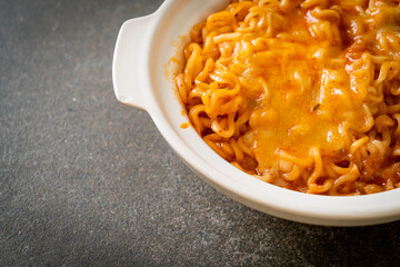 spicy instant noodle with cheese