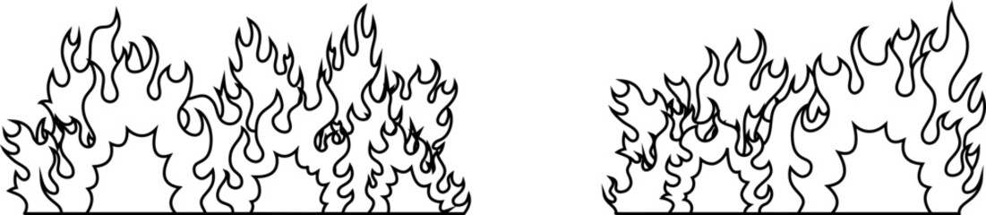 大炎上 広範囲の火災 燃えさかる火炎のイラスト