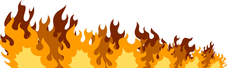 大炎上 広範囲の火災 燃えさかる火炎のイラスト