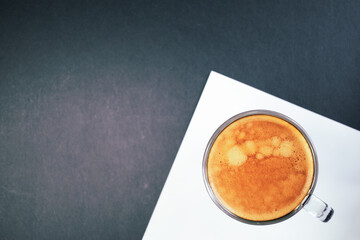 black coffee put on white and black table, freshness hot coffee