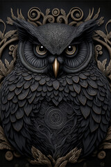 great horned owl in black