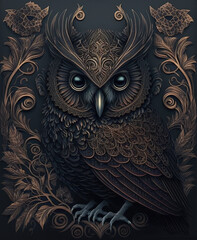 great horned owl in black