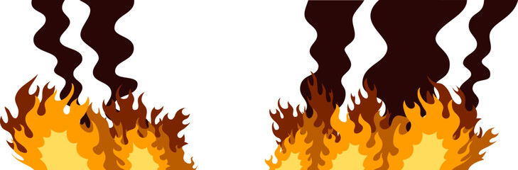大炎上と黒煙 大火事のイラスト