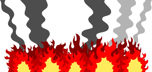 大炎上と黒煙 大火事のイラスト