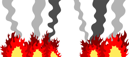 大炎上と黒煙 大火事のイラスト