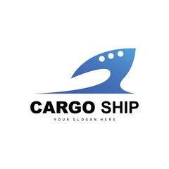 Cargo Ship Logo, Fast Cargo Ship Vector, Sailboat, Design For Ship Manufacturing Company, Waterway Sailing, Marine Vehicles, Transport, Logistics