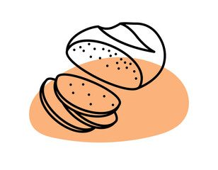Breads doodle icon. Flour products and wheat. Delicious and hot food. Minimalistic and abstract art and creativity. Bakery and cooking. Dinner and breakfast. Cartoon flat vector illustration
