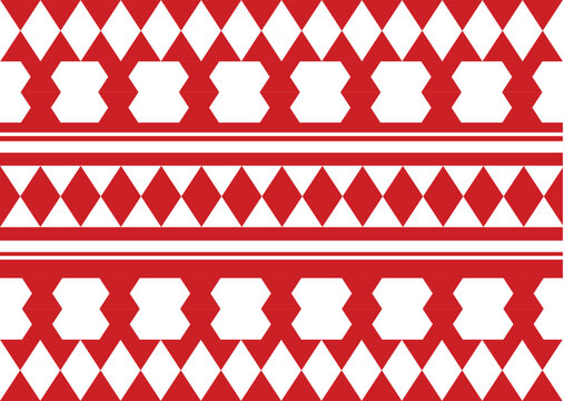 red and white tribal traditional ikat ethnic pattern, design for ikat background, argyle fabric, red gingham. Produced in many traditional textile centers around the world. including in India