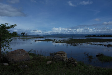clouds over lake