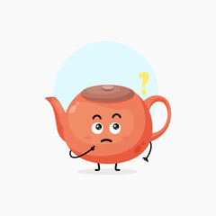 cute teapot character is confused