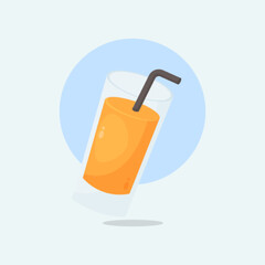 Orange juice icon cartoon style illustration