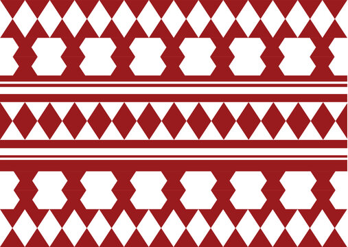 red and white tribal traditional ikat ethnic pattern, design for ikat background, argyle fabric, red gingham. Produced in many traditional textile centers around the world. including in India