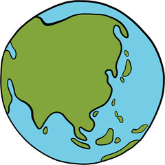 earth doodle freehand drawing.