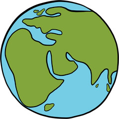earth doodle freehand drawing.