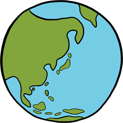 earth doodle freehand drawing.