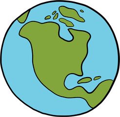 earth doodle freehand drawing.