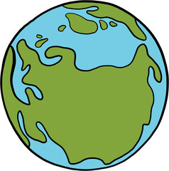 earth doodle freehand drawing.