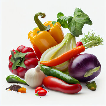 vegetables on white background