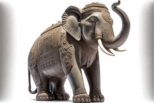 a white backdrop with a statue of an elephant from Thailand. The file already has a clipping path, making it simple to use. Generative AI