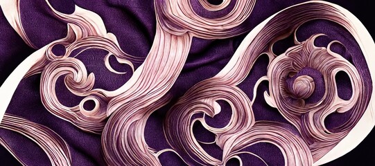 Violet swirling fabric pattern. twirl. Generative AI