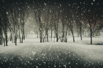 Snowing in the Woods Background created with Generative AI