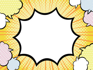 アメコミ風　集中線　吹き出しフレーム　黄色　吹き出し4　イラスト