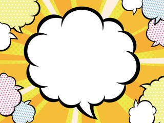 アメコミ風　サンバースト集中線　吹き出しフレーム　黄色　吹き出し2　イラスト