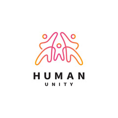 human unity, family together with line concept logo design