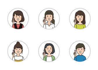 女性の表情アイコン　ポイント