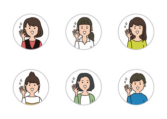 女性の表情アイコン　OKサイン