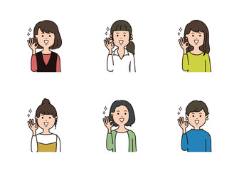 女性の表情アイコン　OKサイン