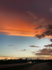 sunset on the road