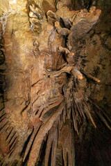 The splendor  of nature - bizarre forms of stalactites and stalagmites in the Salamander Cave in northern Israel