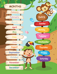 illustration of months and day vector