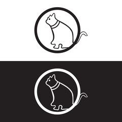 Circle cat animal logo design . icon logo . silhouette logo 
